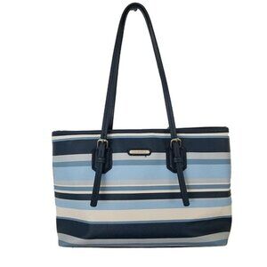 Dana Buchman Blue Striped Danny Shopper Tote Bag